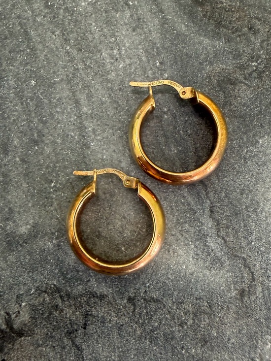 Vintage Jewelry - Vintage Gold Sterling 3/4 inch Hoop Earrings